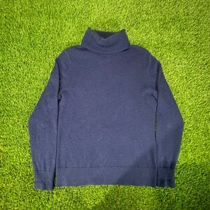 Lands' End Sweater Womens Small Blue Cashmere Turtleneck Knit Pullover Soft